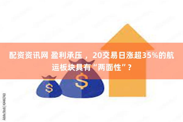 配资资讯网 盈利承压 ，20交易日涨超35%的航运板块具有“两面性”?