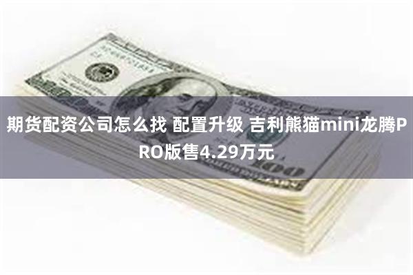 期货配资公司怎么找 配置升级 吉利熊猫mini龙腾PRO版售4.29万元